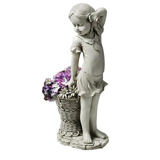 Creative Flower Girl Garden Figurine Vivid Waterproof Hand-cast