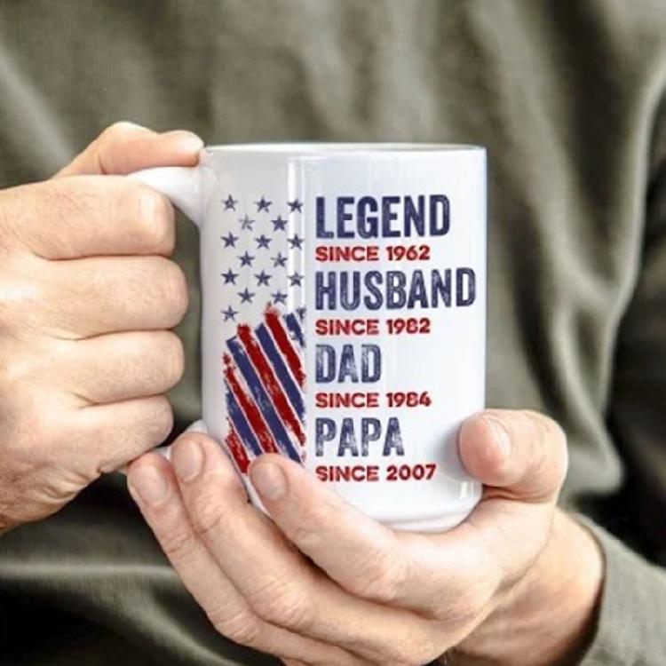 Legends Dad Husband Print Tea Cup 11Oz And 15Oz Size Ceramic Coffee Mug Comfortable Grip Design Fathers Day Present