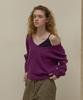 LONQUE Wool Deep U-Neck Knit (Purple)