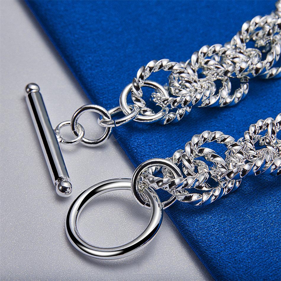 925 Sterling Silver 8-inch Exquisite Woven Bracelet, Fashionable Men's and Women's Party Jewelry, Hip-hop Accessories