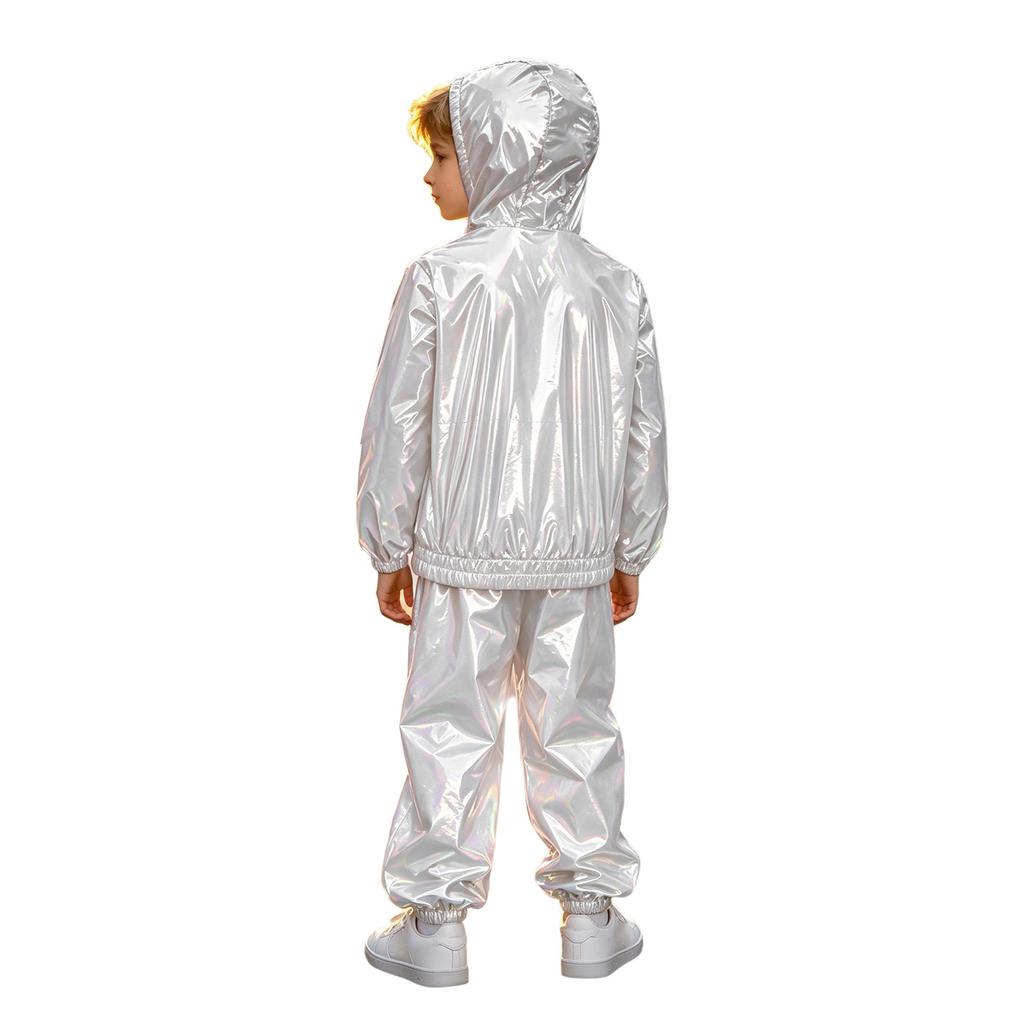 Kids Water Resistant Outfit Long Sleeve Front Zipper Drawstring Hooded Jacket Elastic Waistband Jogger Pants