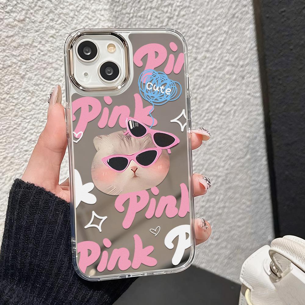 Fashion Cat Luxury Make Up Mirror Phone Case For IPhone 17e 16e Air Pro Max 17 16 13 11 15 14 12 Animal Funda Anti-drop Cover