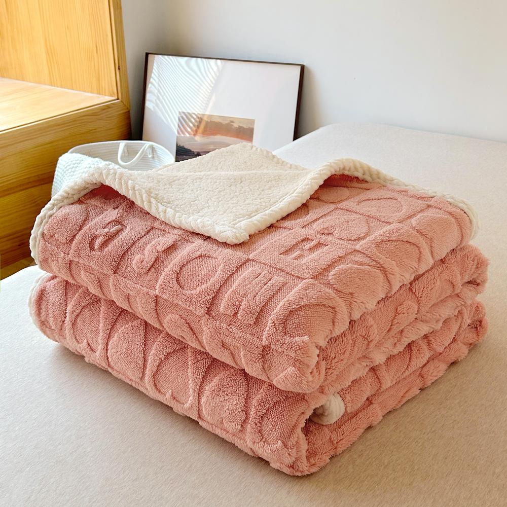 New Thickened Composite Taff Flannel Blanket for Comfortable Nap Double-sided Soft and Portable Not Easily Deformed Lamb Blanket
