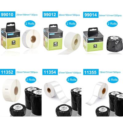 2Rolls Dymo Compatible LW 99010 99012 99014 11352 11355 LW 11354 Lables for LabelWriter 400 450 450Turbo Printer Seiko SLP 440