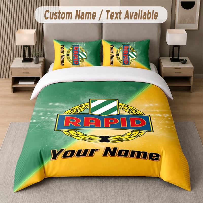 Rapid Wien FC Design Bedding Set Custom Text 1 Duvet Cover & 2 Pillow Cases