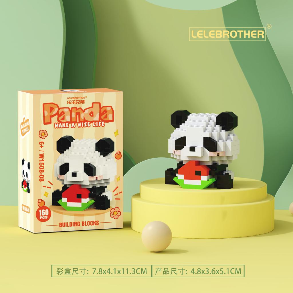 New cartoon building blocks cute pandas flowers, menglan dolls puzzle building blocks Table ornaments boys girls birthday gifts