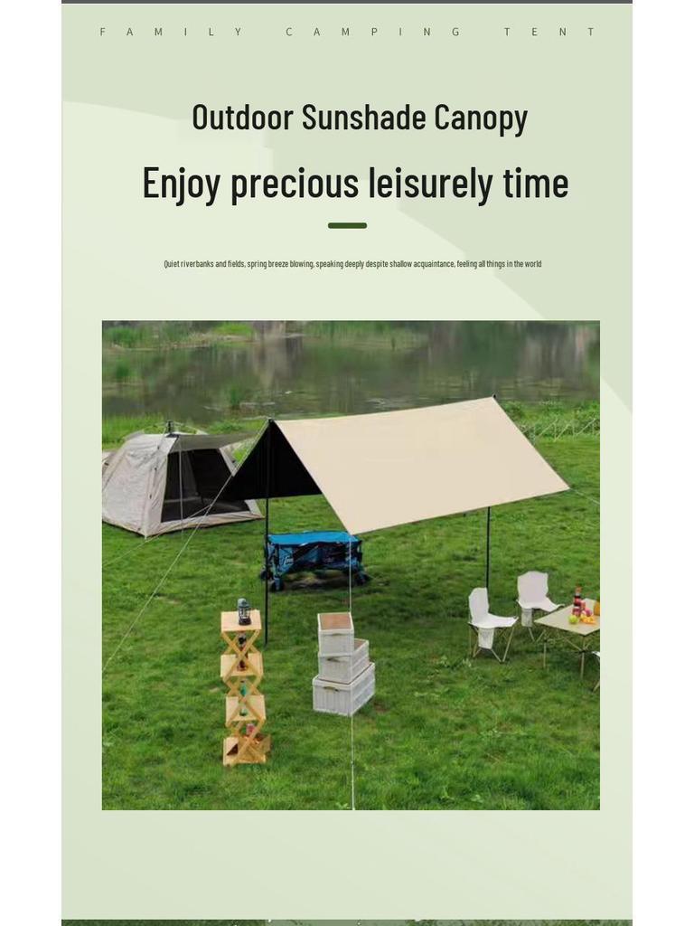 Butterfly-Shaped Sun Protection Camping Tarp Tent with Black Glue Coating - Full Set for Outdoor Picnics