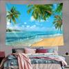 Ocean Beach Tapestry Wall Hanging Natural Landscape Tapestry Sky Seaside Tropical PalmTrees Island Tapestries Party Decor Banner