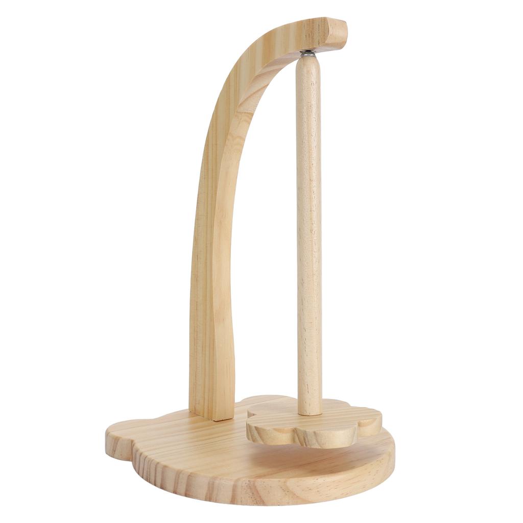 1 Set Yarn Holder Wooden Stable Bear Shaped Base Rotating Yarn Spinner for Crocheting Natural Color
