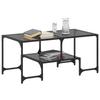  Coffee Table with Black Glass Top, 98.5x50x45 Cm, Steel