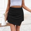 Yiyi Women's Summer Textured Solid Color Skort with Irregular Hem