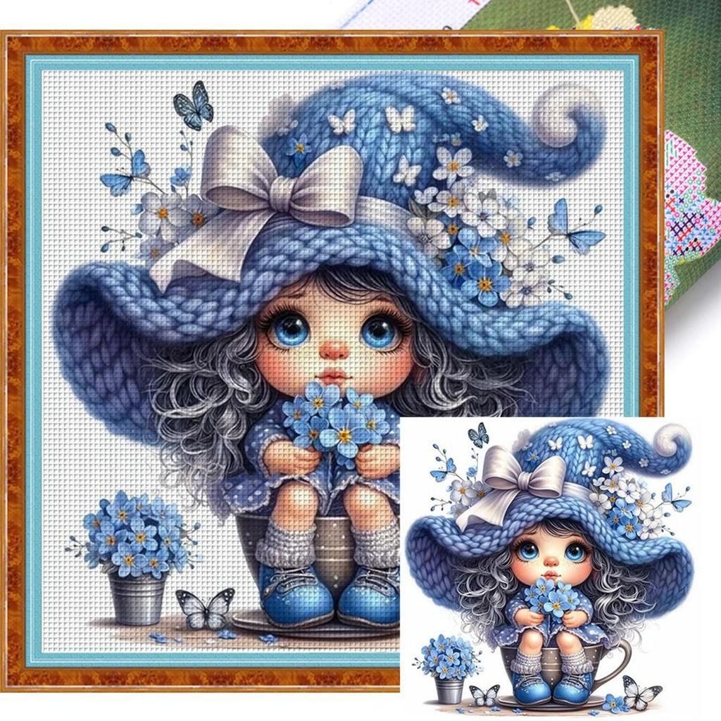 Plná vyšívací nit z ekologické bavlny 11CT Sada křížkového stehu Gnome Art