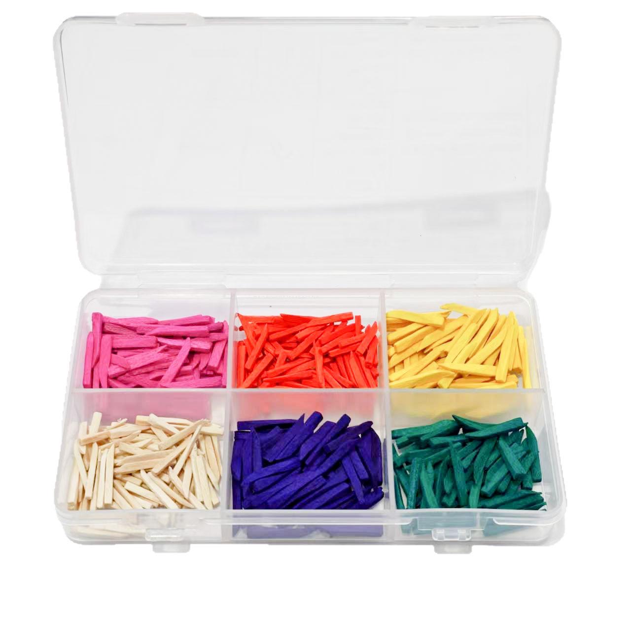 6-Grid Dental Box with 400 Colored Wooden Wedges