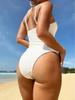 Damski Strój Kąpielowy 2025 Jednolity Kolor Jednoczęściowe Bikini Prążkowane Dekolt U Ramiączka Push Up Wyszczuplający Strój Kąpielowy Bez Pleców Monokini
