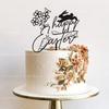 3pcs Black Acrylic Happy Easter Rabbit Cake Topper for Easter Party DIY Cake Dessert Baking Decoration Supplies