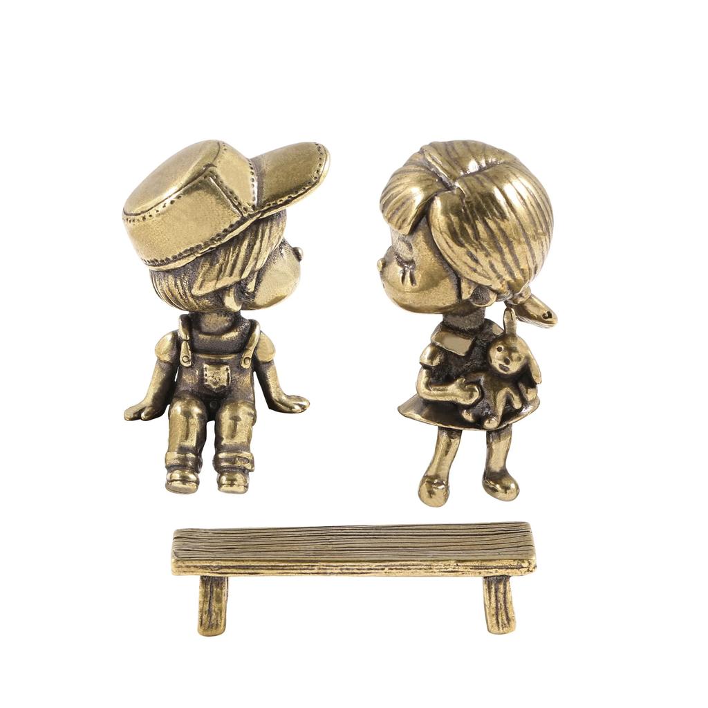 Urocze Ozdoby z Mosiądzu dla Dziecięcych Sympatii Chłopiec Dziewczynka Mały Stołek Metalowe Figurki Dekoracje do Sypialni Walentynkowe Prezenty Miłości