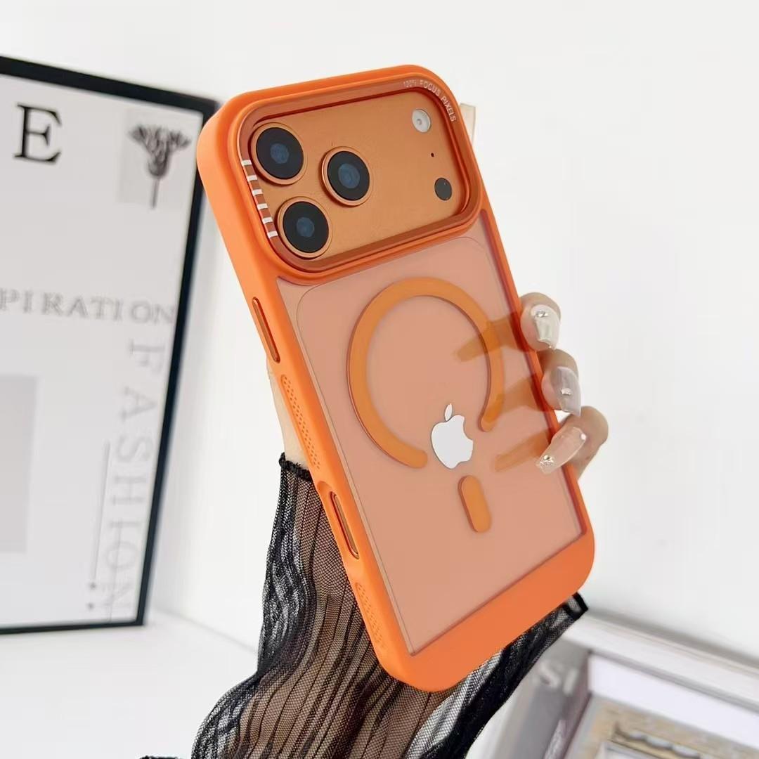 

Новий прозорий чохол для телефону для iPhone 17 Air 16 15 14 Plus 13 12 17 Pro Max Для Magsafe Магнітна бездротова зарядка Захист від падінь iPhone 12 Pro помаранчевий