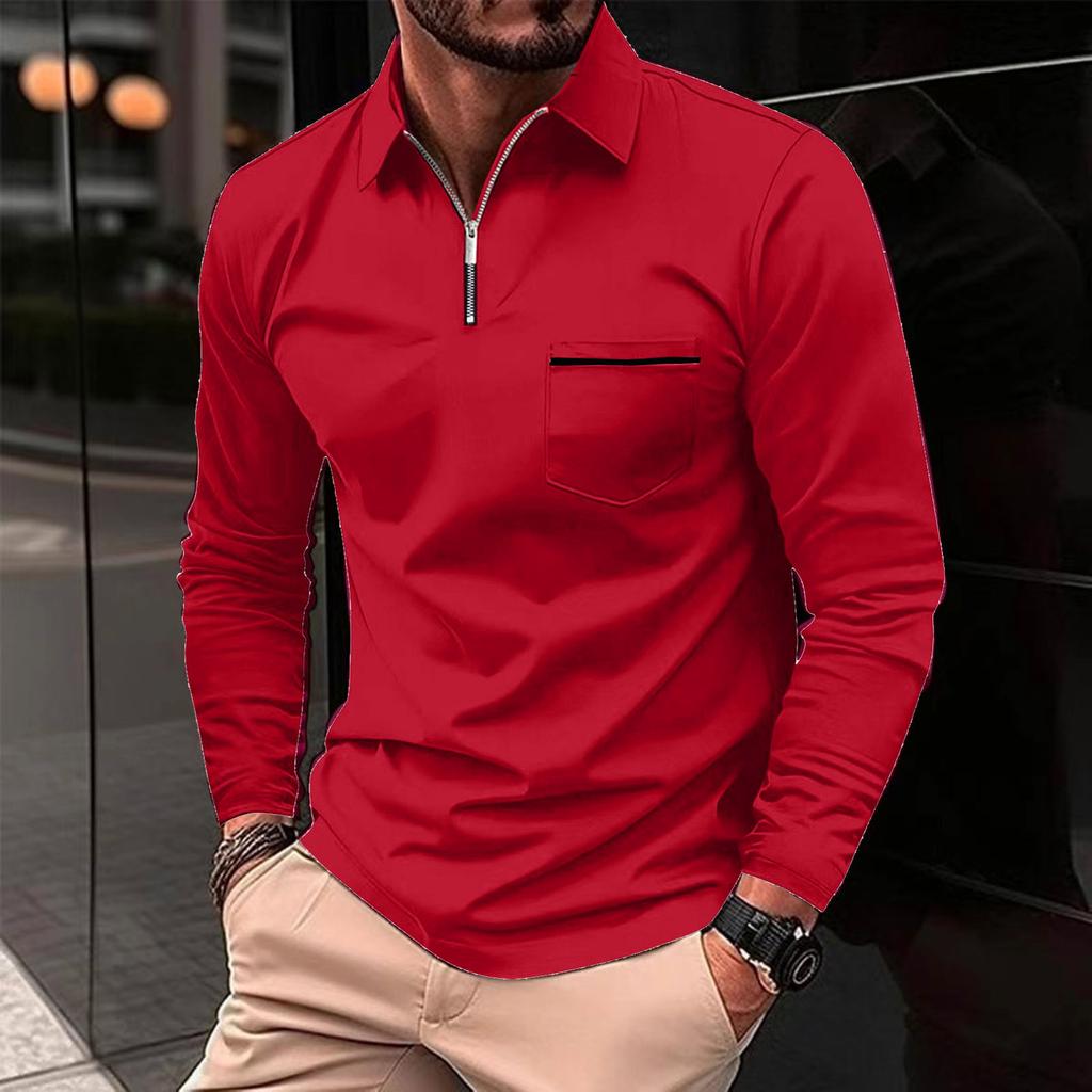 Camicia da uomo a maniche lunghe con cerniera e tasche con cerniera