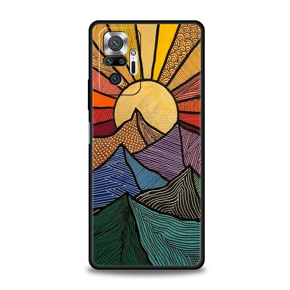 Abstract Mountain Sunrise Line Phone Case For Xiaomi Redmi Note 15 14 13 12 5G 11 10 Pro Plus 4G 9S 14C 13C 12C 10C TPU Cover