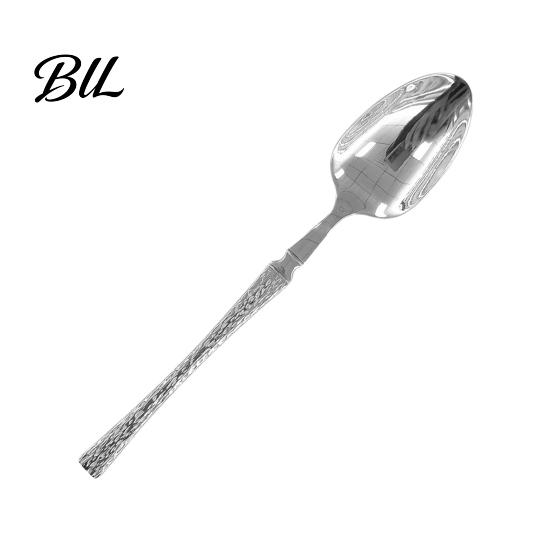 High-end Restaurant Flatware French Style Cutlery 304 Stainless Steel Hammered Texture Tableware Non-Slip Sharp Fork Teeth Utensils Handle Small Waist D