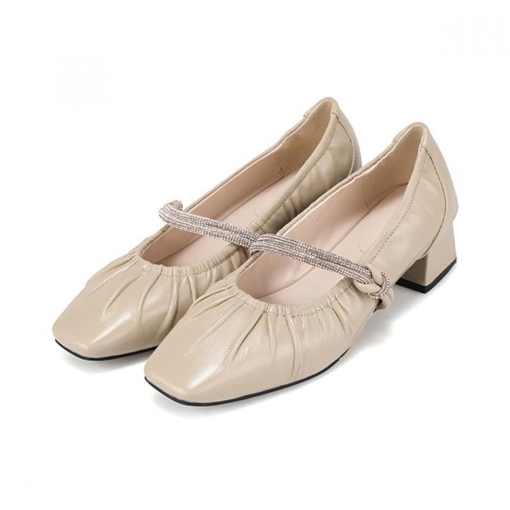 Barbara Lambskin Shirring Jewel Mary Jane Pumps 4cm Bbj120be 225mm