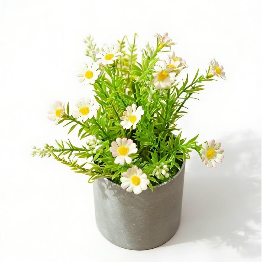 Flower Display Fake Wildflowers Artificial Flower Potted Plastic Lifelike Fake Greenery Artificial Daisy Bonsai Party Decoration