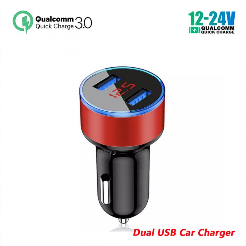 

Автомобильное зарядное устройство Qc3.0 3.1a Dual Usb для мобильного телефона, светодиодное цифровое зарядное устройство для быстрой зарядки, автомобильный адаптер прикуривателя для iPhone Xiaomi E Super Deal