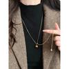 Women's Leather Tiger Eye Layered Necklace - Retro Double-Layer Choker Accessory with High-End Luxury Clavicle Chain.