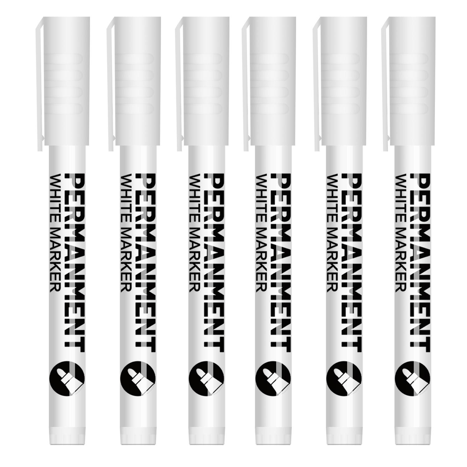 Witte Verf Pen voor Rots Schilderen, Steen, Keramiek, Glas, Hout, Band, Stof, Metaal, Canvas. Set van 3/6 Acrylverf Witte Marker