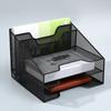 Letter Tray Organizer Desk Mesh File Organizer with 3 Paper Tray And 2 Vertical Upright Section Metal File Folder Sorter for Office Supplies