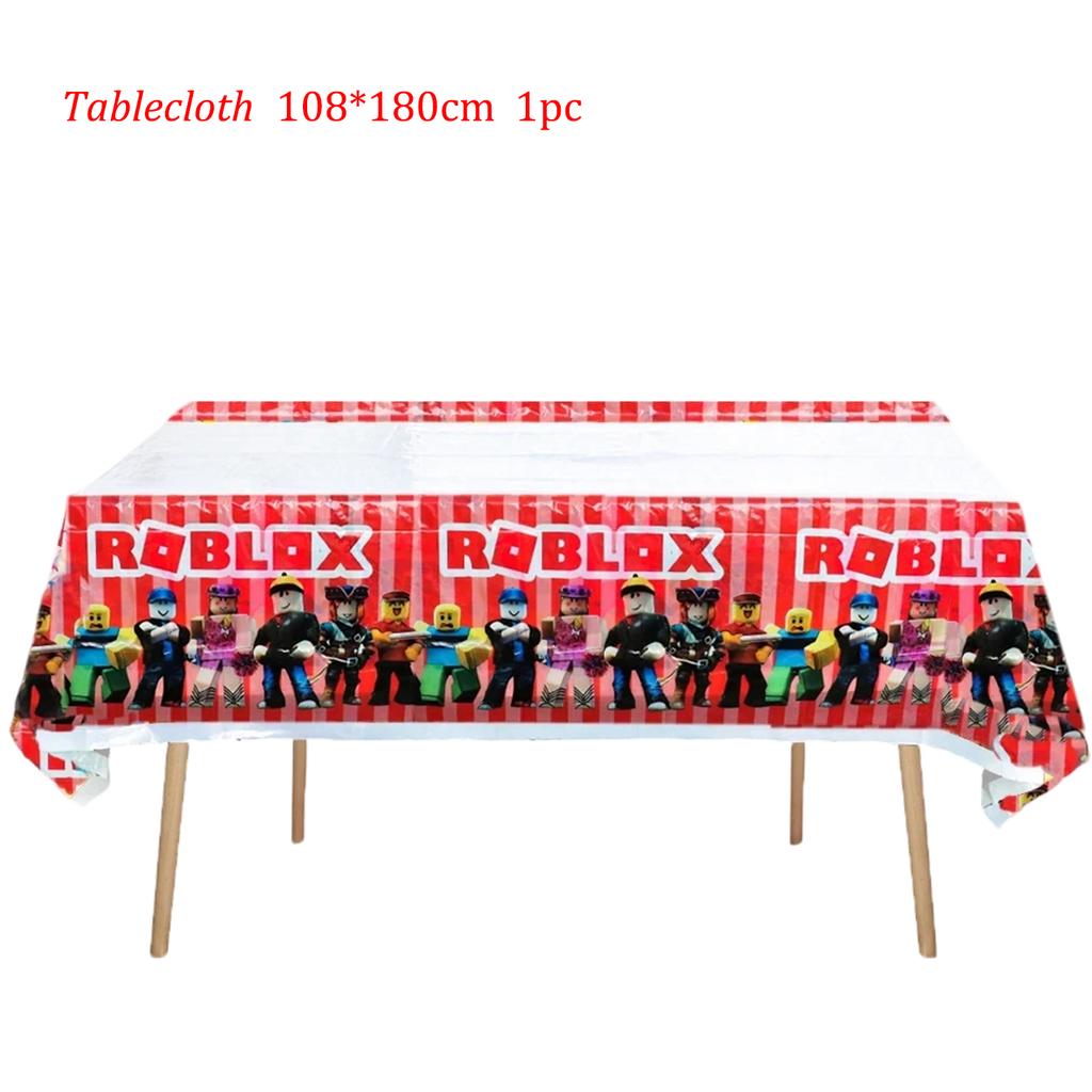 Roblox Birthday Party Decorations Supplie Game Celebration Balloons Disposable Tableware Cup Plate Baby Shower Toys Round Sensory Compression Bouncy