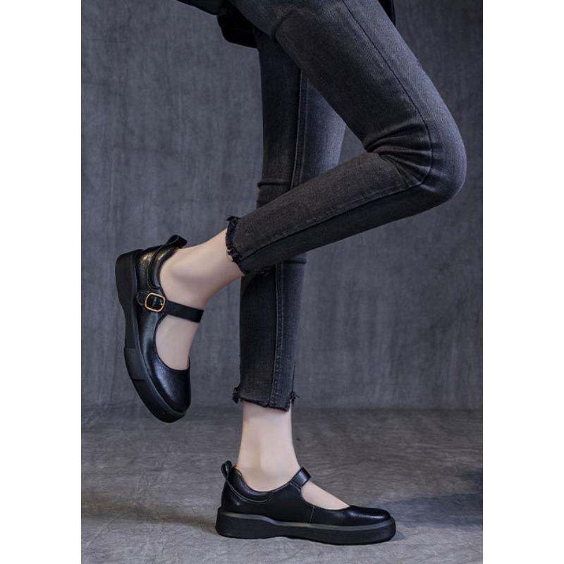 New Women's Shoes Soft-soled Retro Casual Flat One-shoulder Buckle Single Shoes