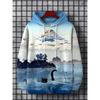 Men's Hoodie Landscape Paint Print Y2k Sweatshirt Harajuku Hooded Shirt Pullover Casual Oversized Long Sleeve Top Men's Clothing
