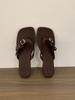 In the summer of 25, the new Korean version of the niche design belt buckle flip-flops open-toed sandals mid-toe flat-bottomed cool slippers