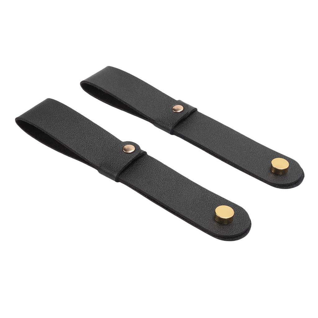 2pcs PU Leather Curtain Rod Holders Brackets Mounted Straps with Screws Plastic Wall Plugs Boho Pole Hanger Hook for Home