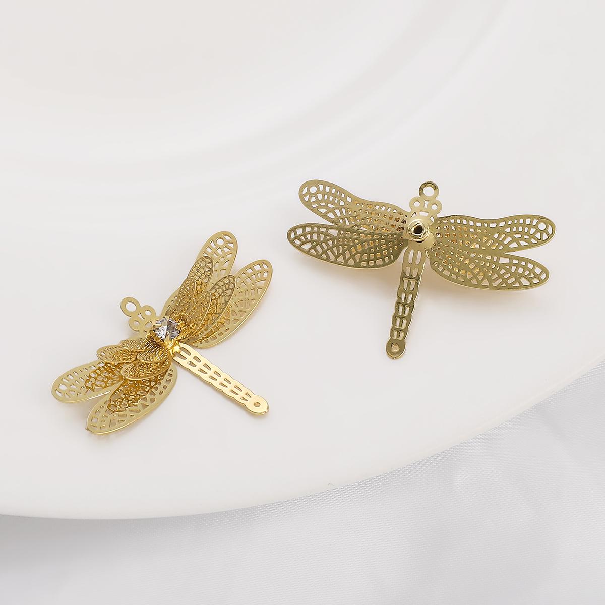 

1 шт. латунная изысканная филигранная бабочка с цирконом, подвеска-подвеска для изготовления серег, ожерелья 36x25mm 1pc/bag