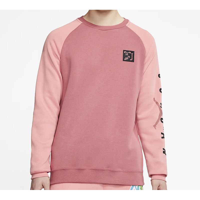 Air Jordan Sport DNA Embroidered Patch Fleece-Lined Knit Sweatshirt Men Tops Quartz-Pink CT6304-689