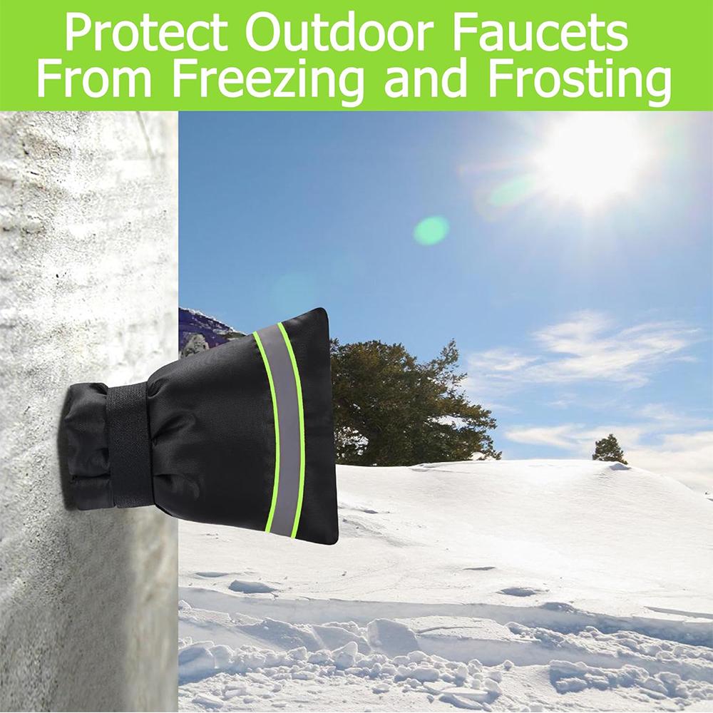 4Pcs Reusable Waterproof Outdoor Faucet Covers With Green Reflective Strip