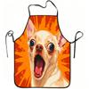 1pc Funny Surprised Chihuahua Dog Print Apron with Chihuahua Puppy - Adjustable Waistband, Durable & Easy-Clean Polyester Apron Suitable for Cooking, 