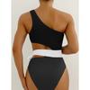 Sexy 2026 Solid Patchwork Swimwear Women One Shoulder Push UP One Piece Swimsuit Monokini Backless Hollow Bathing Suit