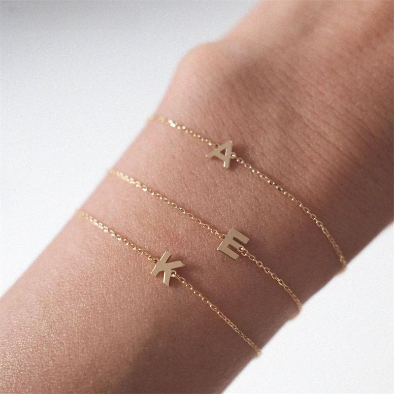 14K Gold Filled Initial Bracelet Custom Letter Jewelry Handmade Gold  Bracelet Boho Bracelets Vintage Tarnish Resistant Jewelry