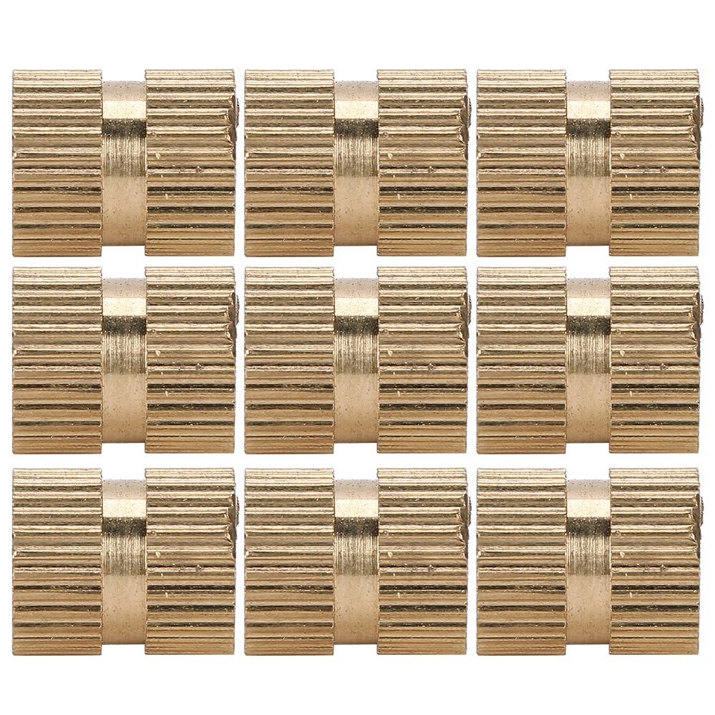 100Pcs Knurl Insert Nut Brass Double Pass Embedded Fastener HandMade Accessories M6x10x8