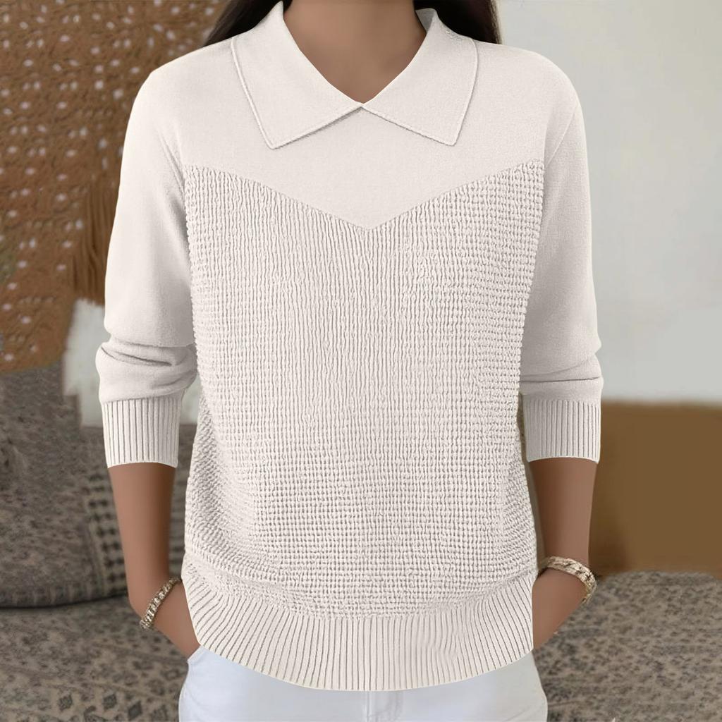 Damen Lässiger und Modischer Langärmliger Gestrickter Einfarbiger Oberteil-Pullover