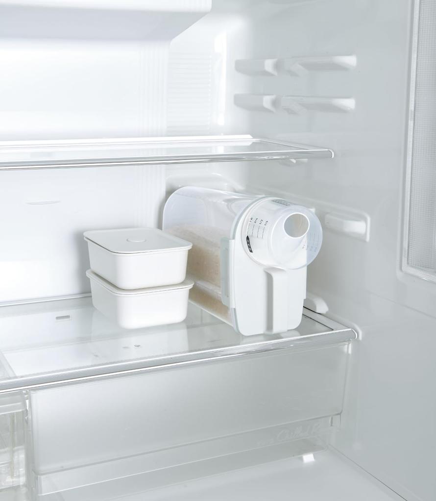 Airtight Rice Refrigerator Maintains 2kg Tightly Vertical and Horizontal Storage Container, Storage, Freshness, Capacity, White, Sealed, (Gasket