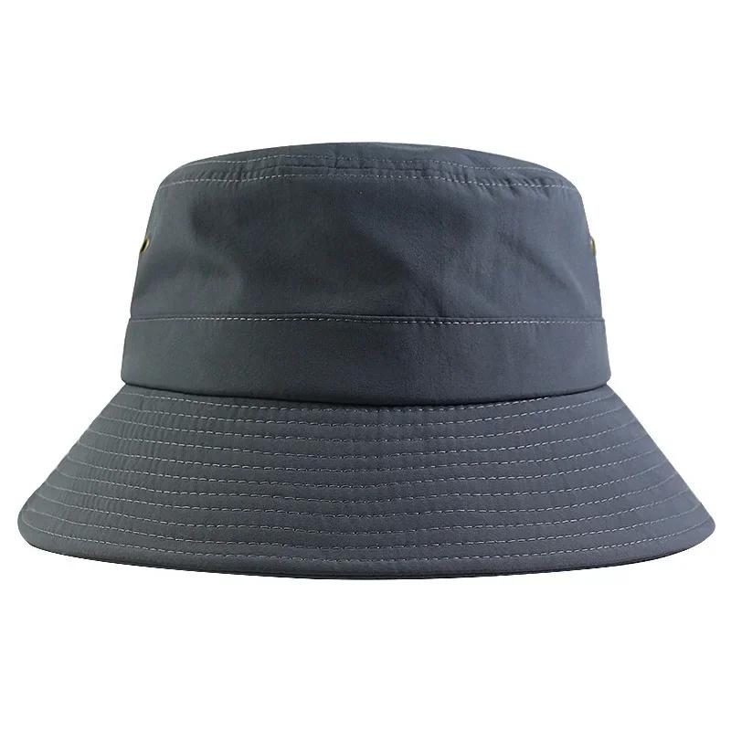 

Summer Big Size XXL 64cm Quick Drying Bucket Hats Men Women Breathable Sun Protection Fisherman Caps Outdoor Climbing Hiking Hat L58-60cm серый