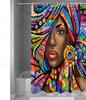 African American Woman Shower Curtain, Women Bath Curtains, Waterproof Upgrade Polyester Fabric Bathroom Decor Set with 12 Hooks