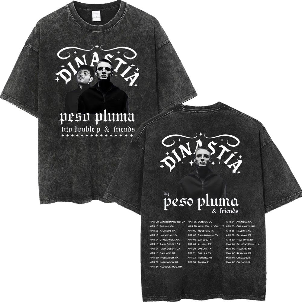 Vintage Washed Rapper Peso Pluma Poster Graphic T Shirt Men Women Fashion Hip Hop Tshirt High Quality Cotton Oversized Tshirts