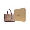 Coach Mollie Zipper Closure Coated Canvas And Leather Tote Bag Women Tote Khaki Boysenberry C4250-IMRSF