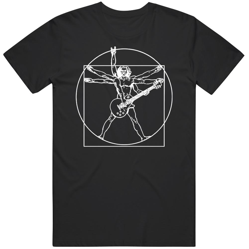 Vitruvian Guitar Guitarist Leonardo da Vinci Music Funny T-Shirt Tee Gift New