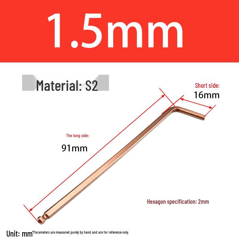 S2 Extended Ball End Hex Key Set, L-Shaped, 6-Sided, Sizes 2-12mm